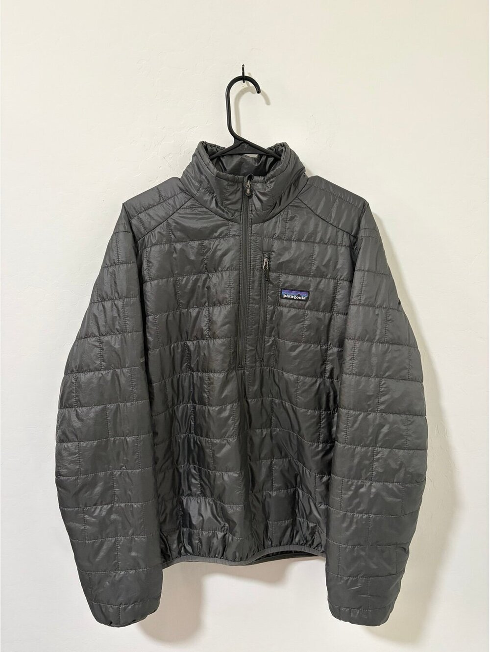 Patagonia Nano Puff Jacket Dark Grey Quilted Insulated 1/4 Zip Puffer Men’s M